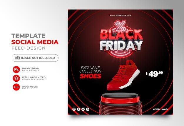 social-media-post-black-friday-3d-render-for-instagram-with-super-offers-and-promotions-free-psd