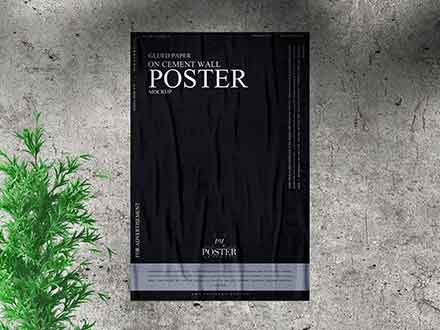 free-glued-paper-poster-mockup-(psd)