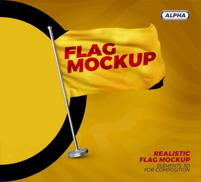 تحميل Waving Flag Psd Mockup مجانا